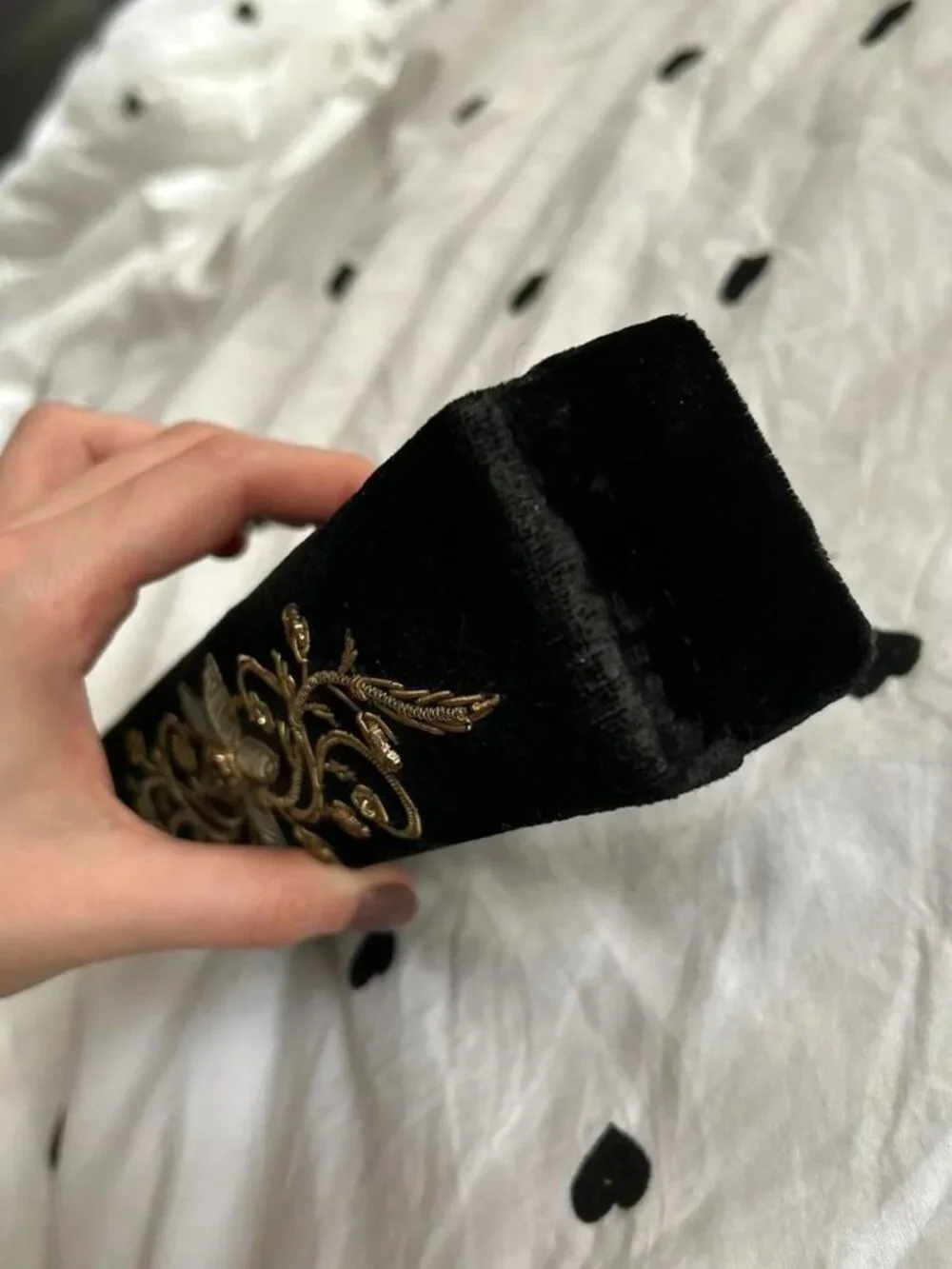 Vintage Black Rectangular Beaded Velvet Zardozi Trinket/ Jewelry Box